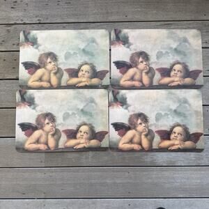 Placemats Cherub Angels Madonna Sistina Raphael Set of 4 17x11 90s Y2K Whimsy